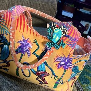 Caribbean Orange and Pink Tote Bag Vibrant Design